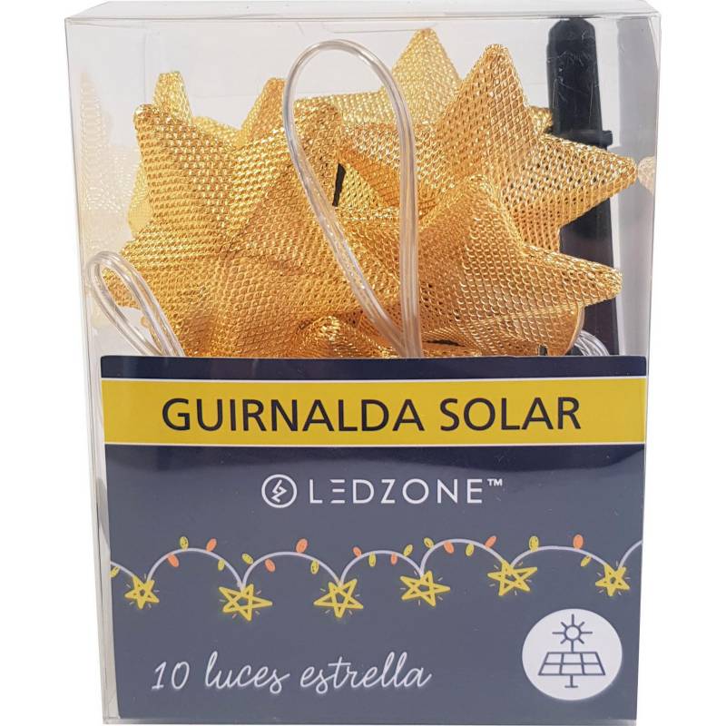LEDZONE - Guirn Solar Estrellas Amarillo Led 10 Luces