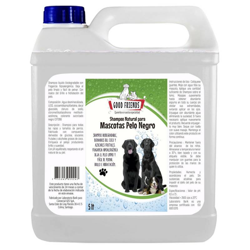 GOOD FRIENDS - Shampoo natural para perro pelo negro 5 litros