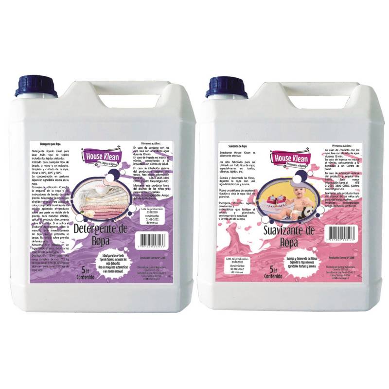 HOUSE KLEAN - Ropa Limpia Detergente Ultra + Suavizante 5 litros