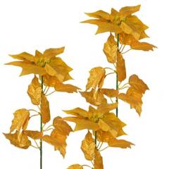 SOHOGAR - Pack 3 varas flor de pascua satín 70 cm dorado