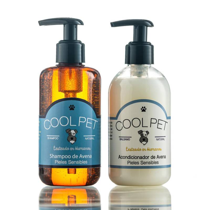 COOL PET - Pack shampoo de avena 250ml + acondicionador 250ml para perros y gatos