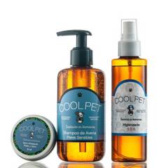 COOL PET - Pack shampoo avena 250 ml + Higienizante SOS 150 ml + Balm de karité 30 ml para perros y gatos
