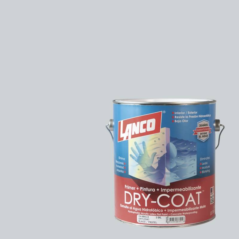 LANCO - Esmalte al agua impermeabilizante dry coat satin industrial st 1g
