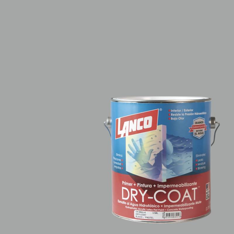 LANCO - Esmalte al agua impermeabilizante dry coat satin silver queen 1gl