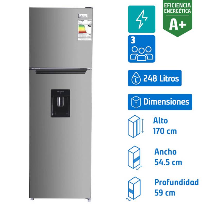 LIBERO - Refrigerador Top Freezer No Frost 248 Litros Inox LRT-265NFIW