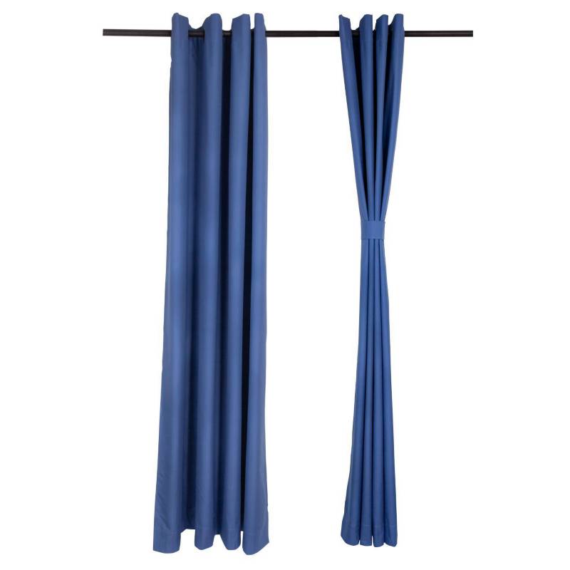 MASEL - Set 2 cortinas black-out microfibra Azul 140x225 cm