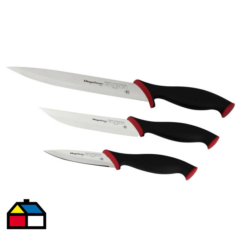 MAGEFESA - Set 3 cuchillos acero inoxidable