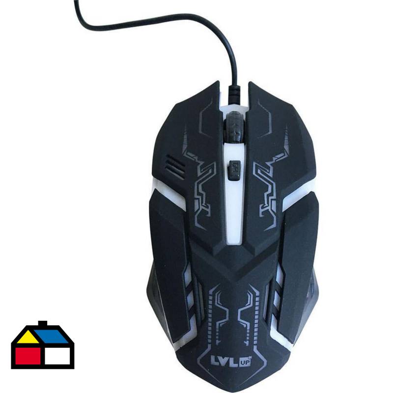 LVLUP - Mouse gamer con luces multicolor