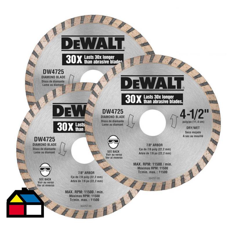 DEWALT - Pack 3 discos diamantados 4 1/2"