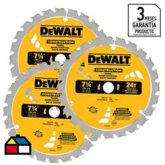 DEWALT - Pack discos de sierra 7 1/4" 24 dientes 3 unidades