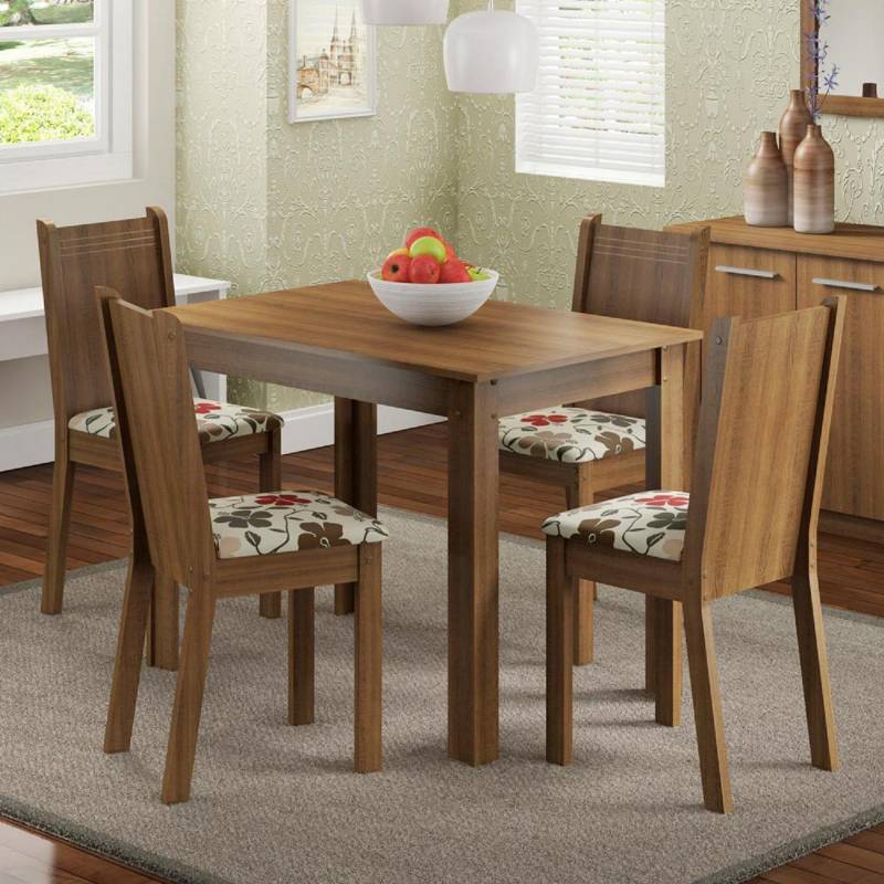 Conjunto de mesa de madera y 4 sillas