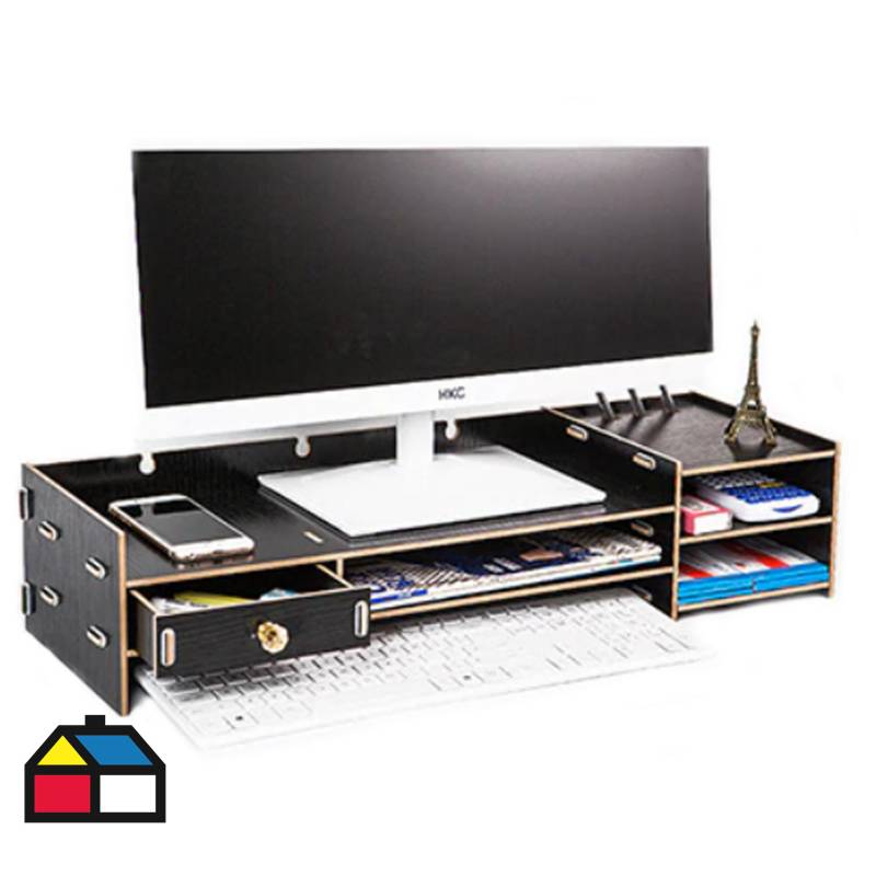 IMPORTADORA USA - Soporte monitor organizador escritorio 63,5x20x13,5 cm negro