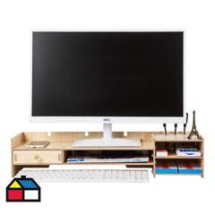 IMPORTADORA USA - Soporte monitor organizador escritorio 63,5x20x13,5 cm beige