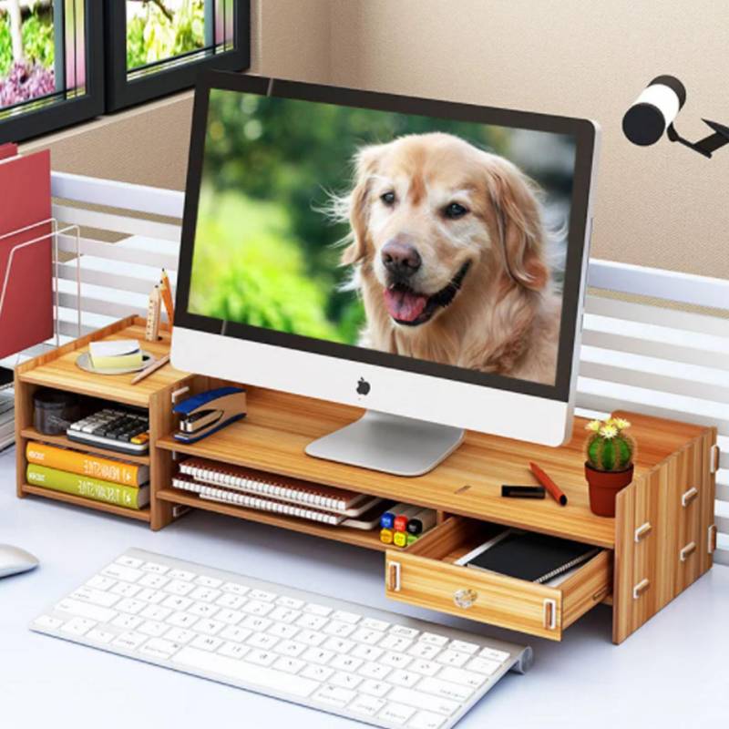Soporte para monitor de madera con organizador de escritorio para …   Organizador de escritorio de madera, Decoración de escritorio de oficina, Escritorio  de madera