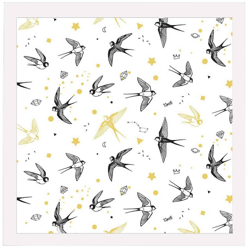  - Cuadro canvas pájaros marco blanco 60x60 cm