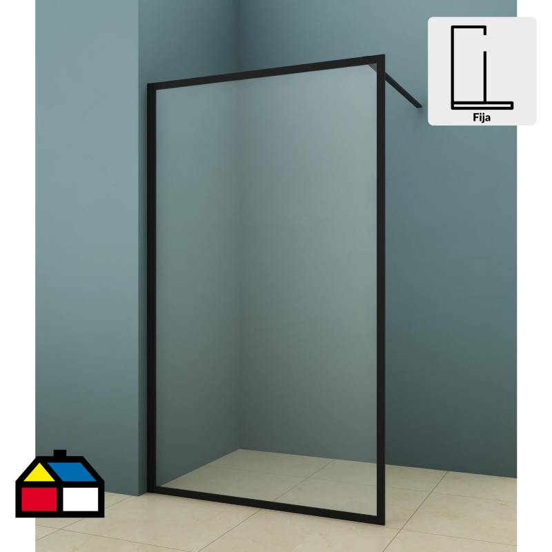 DUSCHY - Mampara fija rectangular 100x190 cm aluminio/vidrio templado