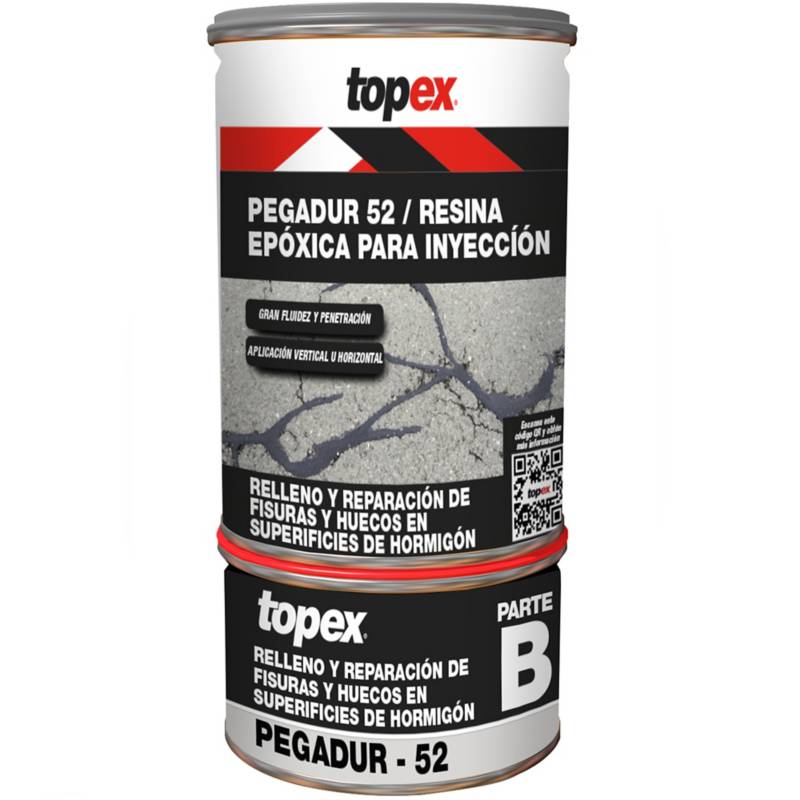 TOPEX - Juego (A+B) 1 kg Resina epóxica para inyección Pegadur 52