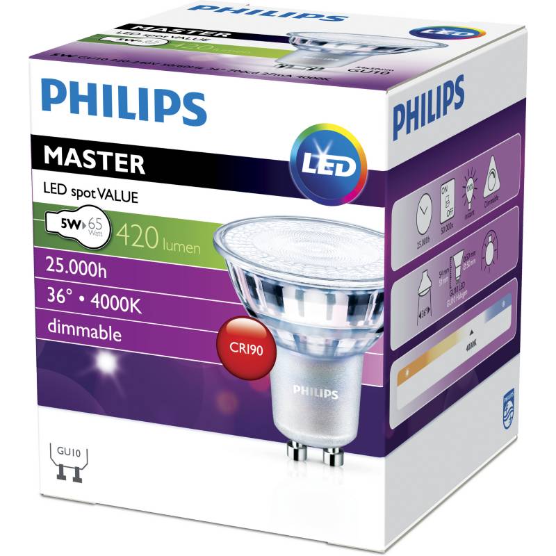 Bombilla LED GU10 5W 36º 390 lumens - Corepro LEDspot Philips