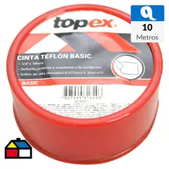 TOPEX - Teflón 3/4 pulgadas 10 m Blanco/rojo