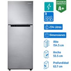 SAMSUNG - Refrigerador Top Freezer No Frost 234 Litros Inox RT22FARADS8/ZS