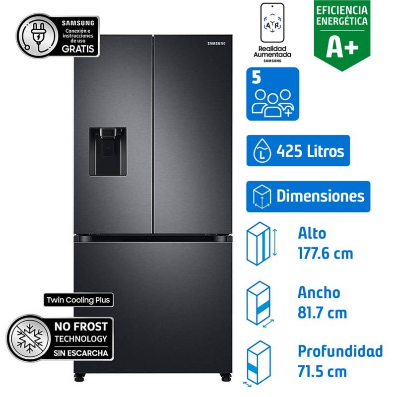 SAMSUNG - Refrigerador french door 425 litros negro