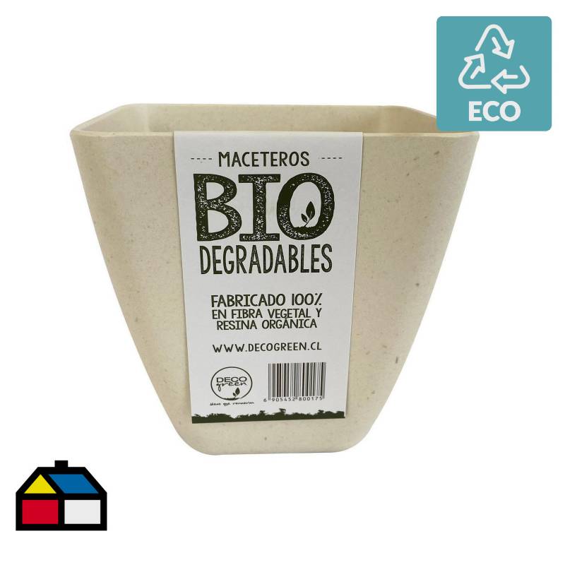 DECOGREEN - Macetero Biodegradable Cuadrada Blanca