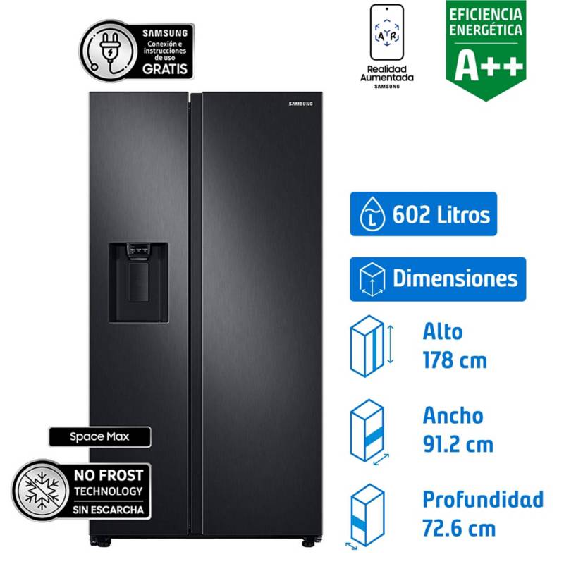 SAMSUNG - Refrigerador Side by Side No Frost 602 Litros Negro RS60T5200B1/ZS