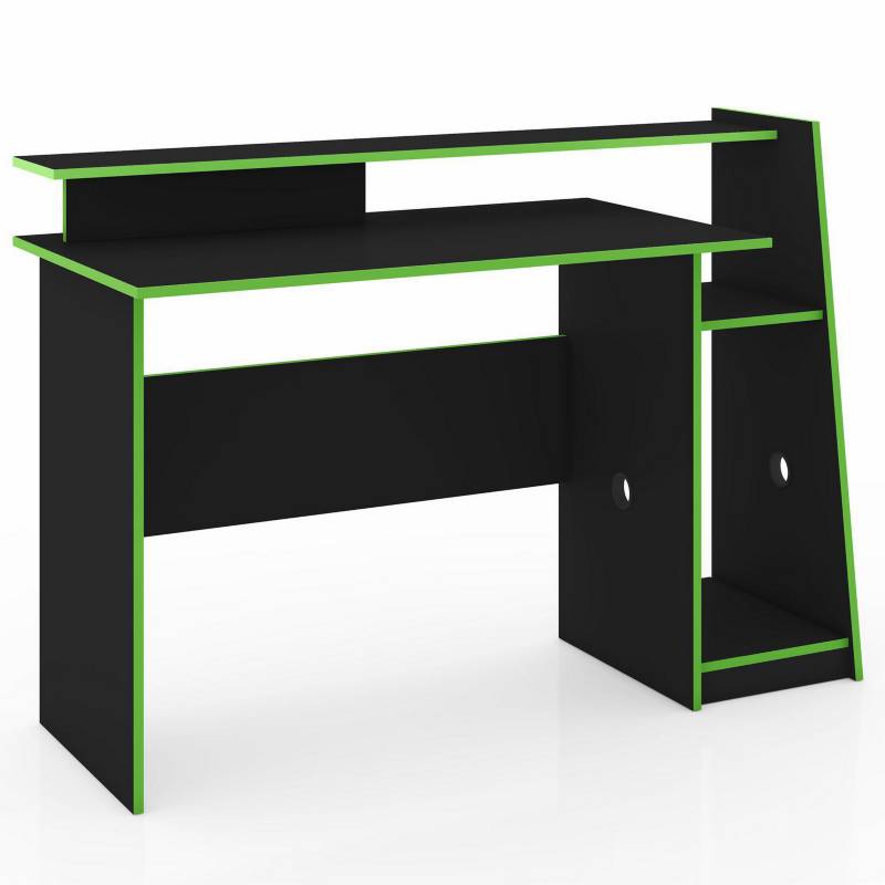 MOBILFRANK - Escritorio gamer 90x130x55 cm MDP negro/verde