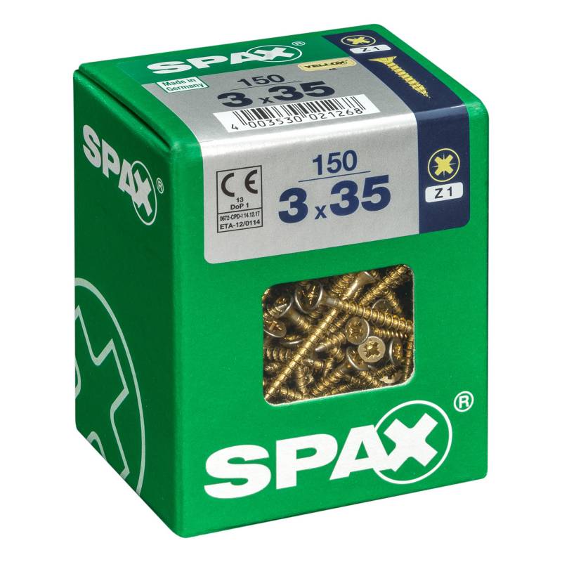Spax American Screw - Tornillo spax cabeza plana pozidrive yellox 3x35 150Pz
