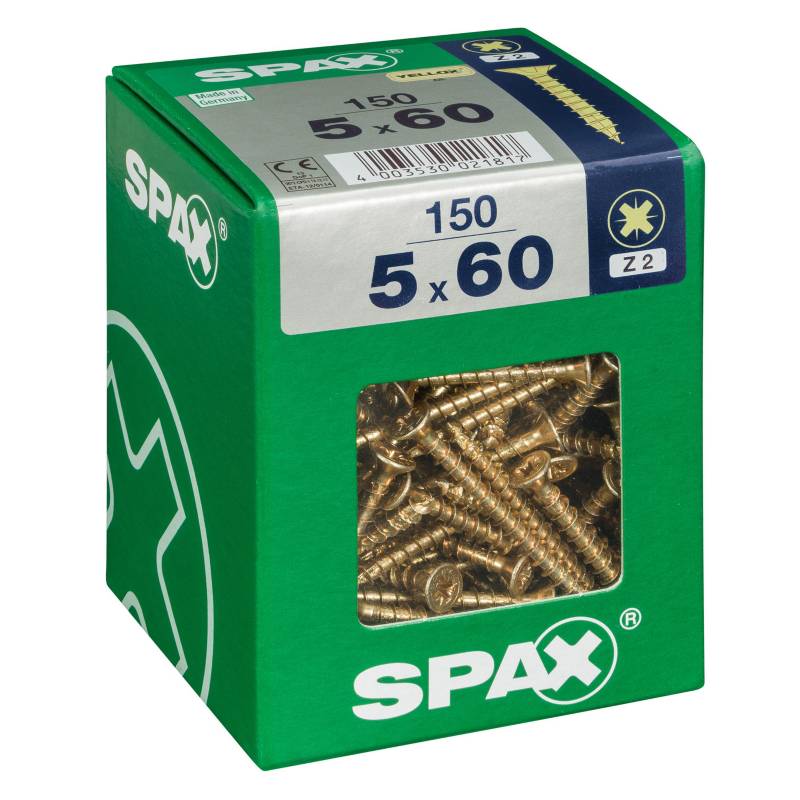 Spax American Screw - Tornillo spax cabeza plana pozidrive yellox 5x60 150Pz