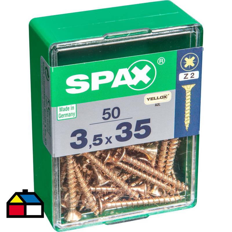 SPAX AMERICAN SCREW - Tornillo spax cabeza plana pozidrive yellox 3,5x35 50Pz