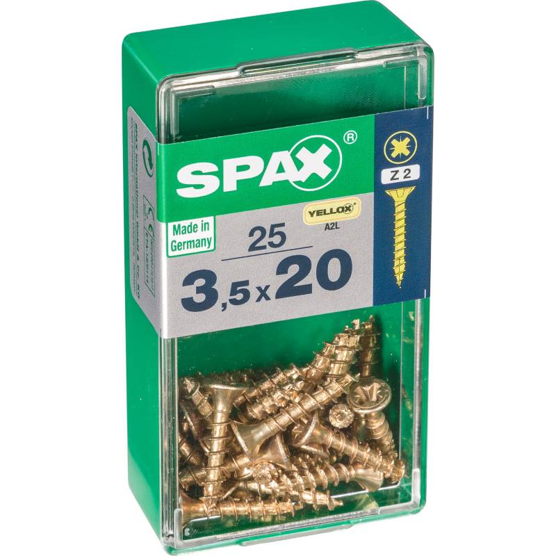 Spax American Screw - Tornillo spax cabeza plana pozidrive yellox 3,5x20 25Pz