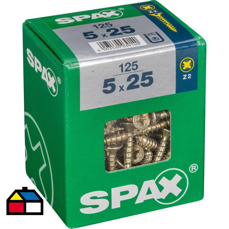 SPAX AMERICAN SCREW - Tornillo spax cabeza plana pozidrive yellox 5x25 125Pz
