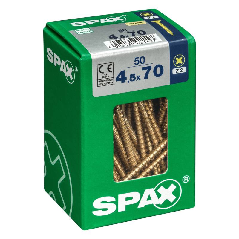 SPAX AMERICAN SCREW - Tornillo spax cabeza plana pozidrive yellox 4,5x70 50Pz