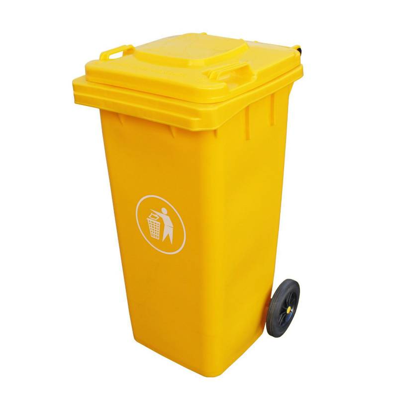 Contenedor basura 240 litros 2 ruedas amarillo - Ferretería Campollano