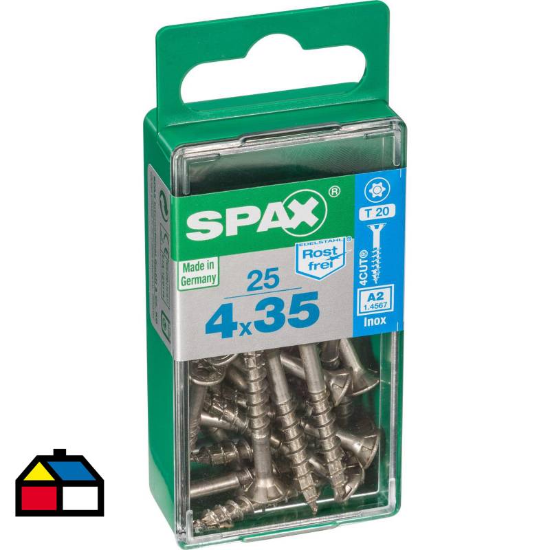 SPAX AMERICAN SCREW - Tornillo spax cabeza plana torx inoxidable 4x35 25Pz
