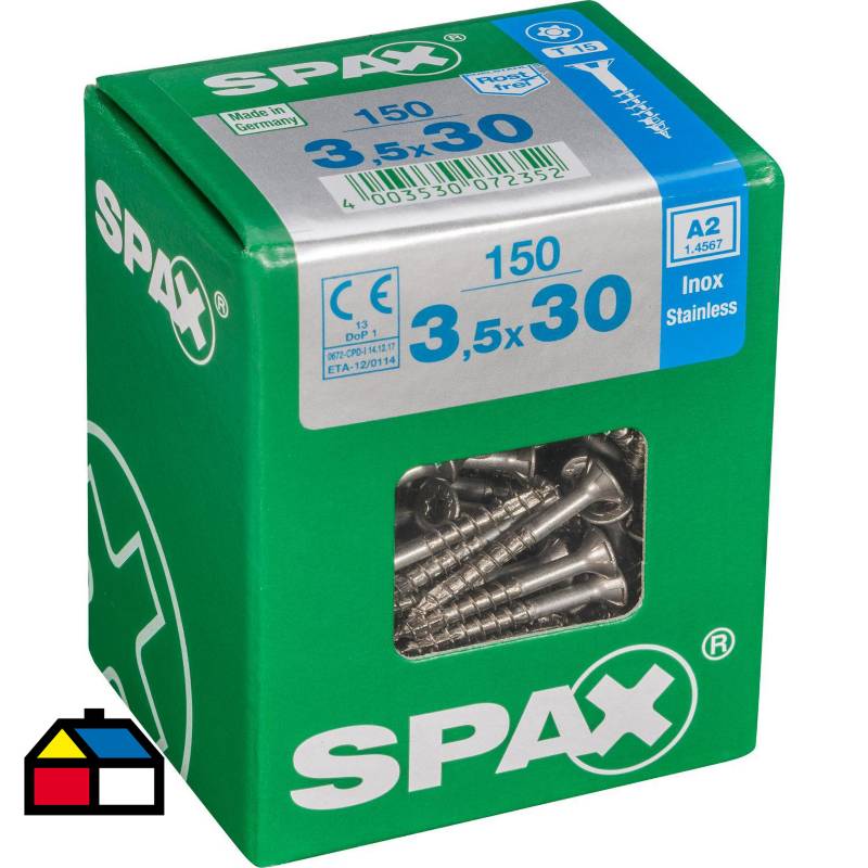 SPAX AMERICAN SCREW - Tornillo spax cabeza plana torx inoxidable 3,5x30 150Pz
