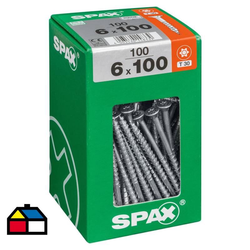 SPAX AMERICAN SCREW - Tornillo spax cabeza plana torx wirox 6x100 100Pz