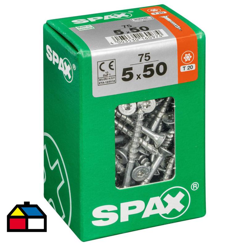 SPAX AMERICAN SCREW - Tornillo spax cabeza plana torx wirox 5x50 75Pz