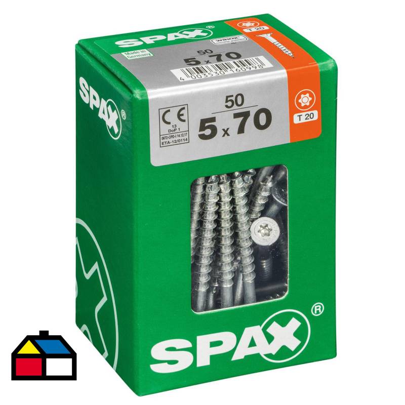 SPAX AMERICAN SCREW - Tornillo spax cabeza plana torx wirox 5x70 50Pz