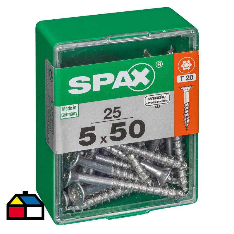 SPAX AMERICAN SCREW - Tornillo spax cabeza plana torx wirox 5x50 25Pz