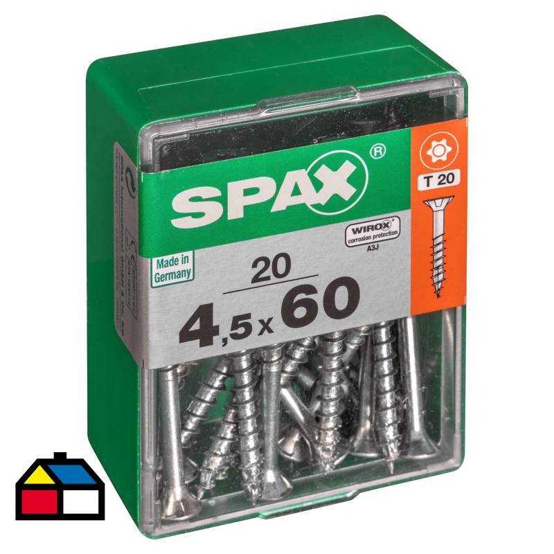 SPAX AMERICAN SCREW - Tornillo spax cabeza plana torx wirox 4,5x60 20Pz