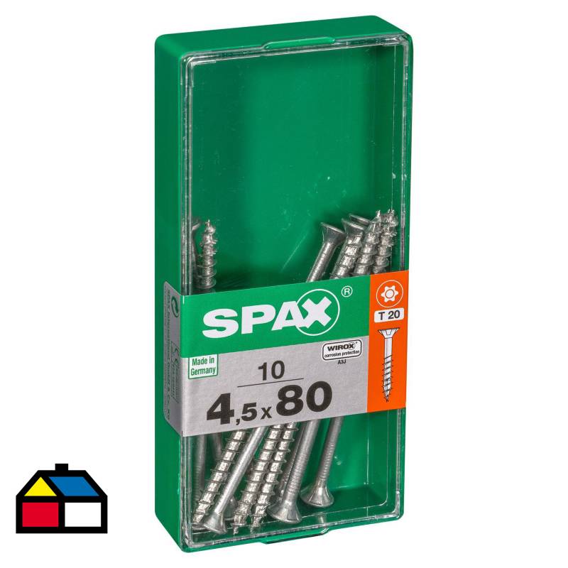 SPAX AMERICAN SCREW - Tornillo spax cabeza plana torx wirox 4,5x80 10Pz