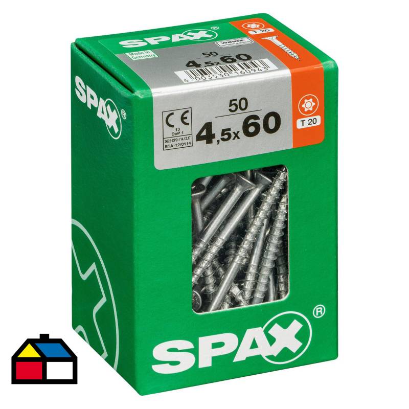 SPAX AMERICAN SCREW - Tornillo spax cabeza plana torx wirox 4,5x60 50Pz