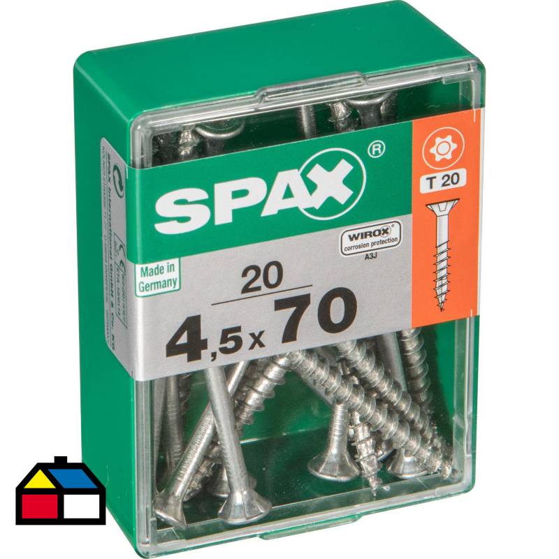 SPAX AMERICAN SCREW - Tornillo spax cabeza plana torx wirox 4,5x70 20Pz