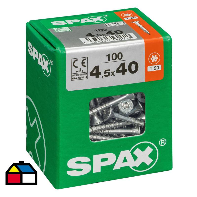 SPAX AMERICAN SCREW - Tornillo spax cabeza plana torx wirox 4,5x40 100Pz