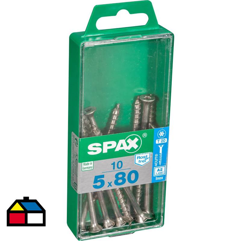 SPAX AMERICAN SCREW - Tornillo spax cabeza plana torx inoxidable 5x80 10Pz