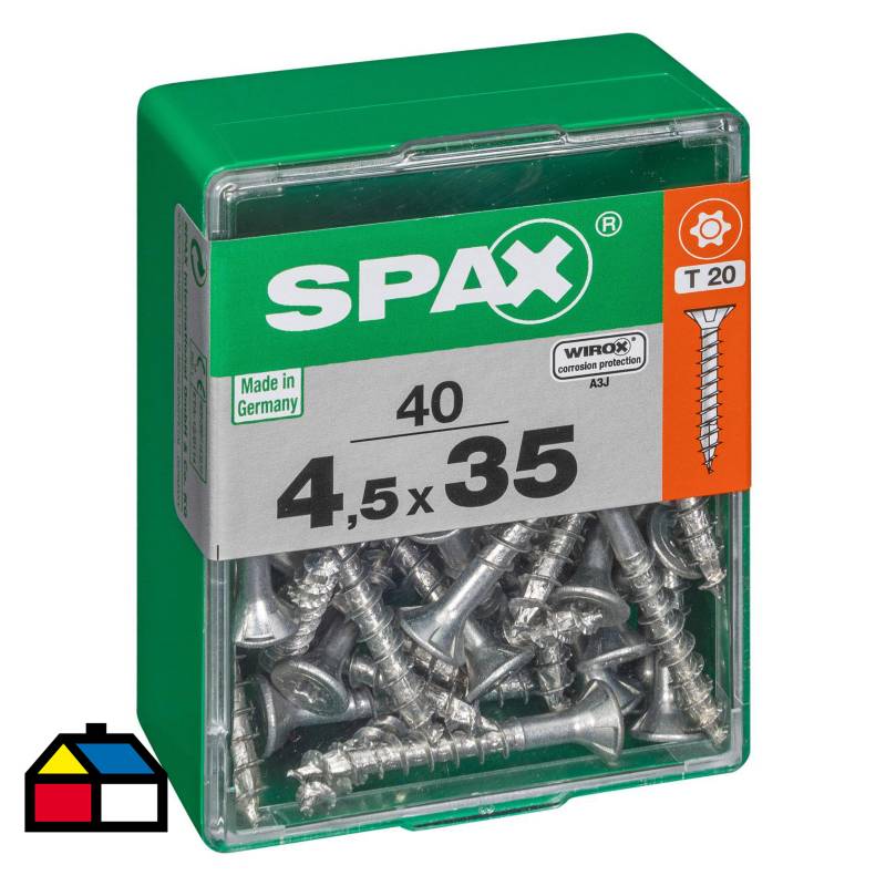 SPAX AMERICAN SCREW - Tornillo spax cabeza plana torx wirox 4,5x35 40Pz