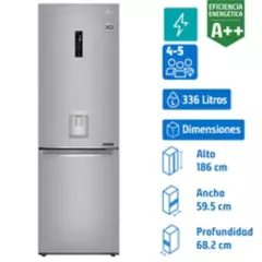 LG - Refrigerador Bottom Freezer No Frost 336 Litros Platinum Silver GB37SPP