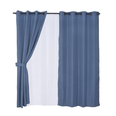 Set cortina jacquard rustica 8 piezas 140x220 cm azul
